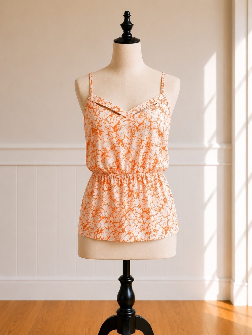Volcom Orange and White Spaghetti Strap Top